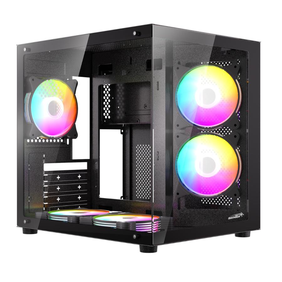 Gabinete Gamer Sentey A8 ZEUS-BLKA Micro ARGB 5 Fanes Black