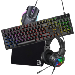 Combo Gamer Raptor Teclado Membrana 104 teclas + Mouse RGB 7200dpi + Mouse Pad S + Auricular 3.5 (3088)