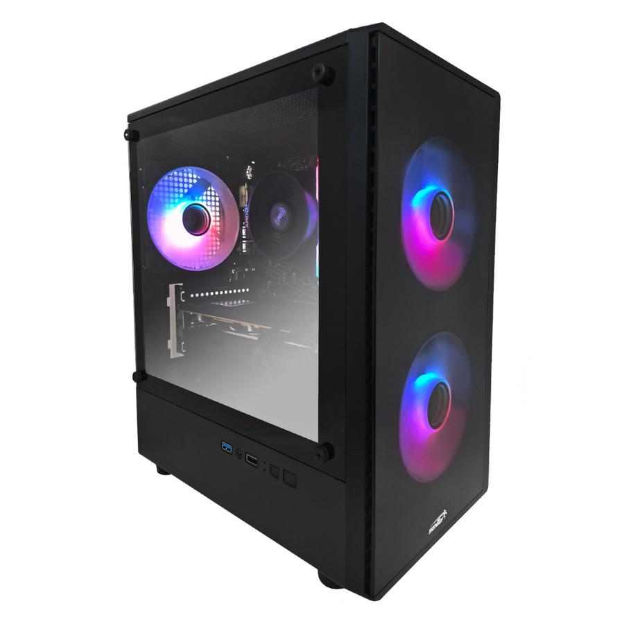 Gabinete Sentey T5 3 fan Argb Vidrio templado Negro