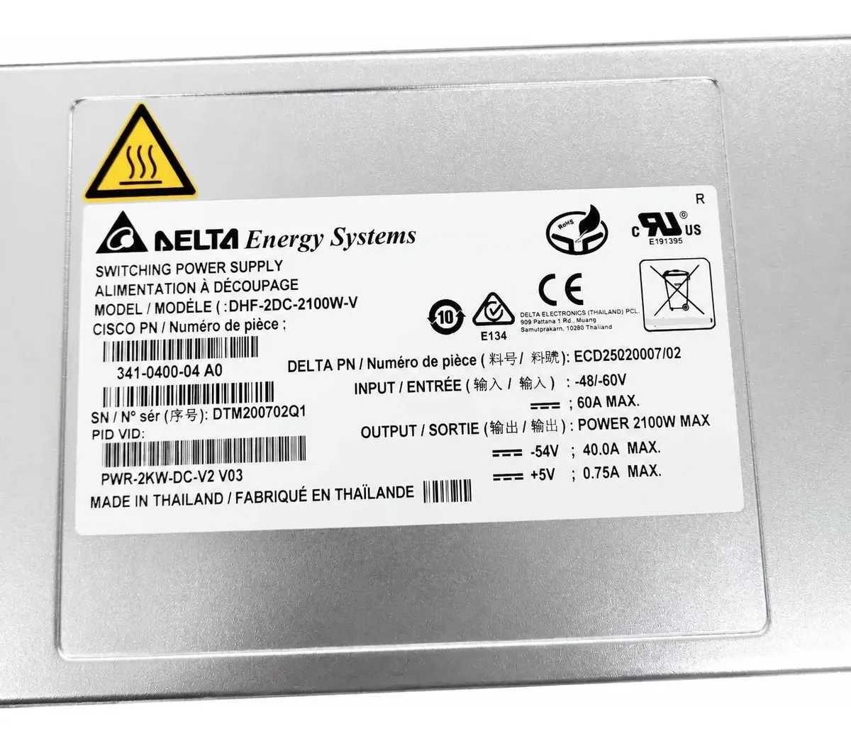 Fuente Switching Delta Dhf-2dc-2100w-v Cisco Pwr-2kw-dc-v2